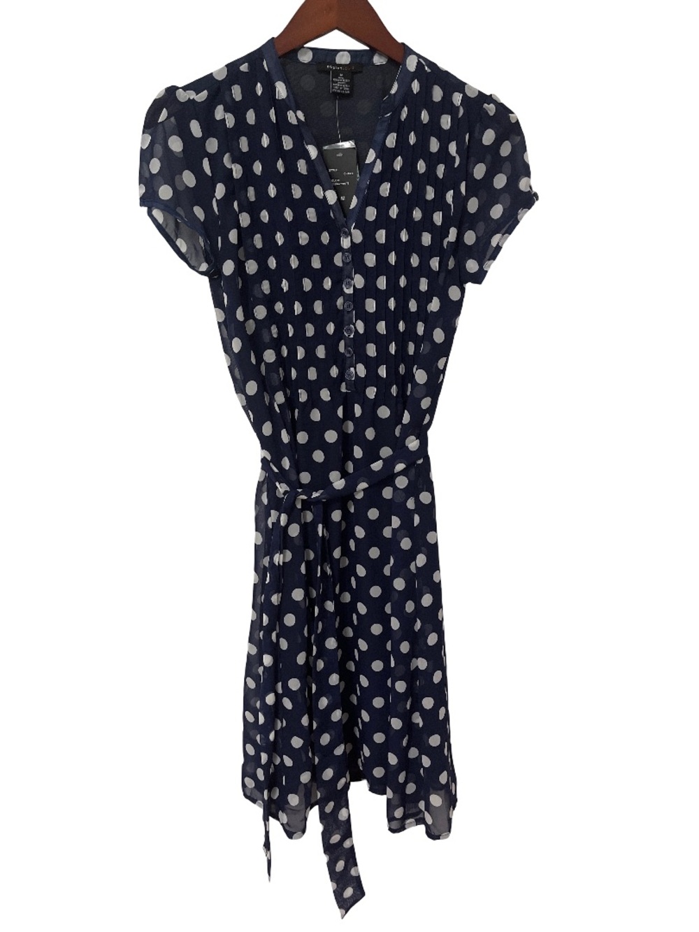 Robert Louis Women’s Medium Navy White Polka Dot Dress NWT (Retail $70)